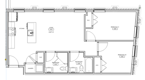 A floor plan of a house with labeled rooms and dimensions.